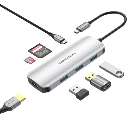 Kontrolsat - Vention 7-in-1 USB-C Docking Station - TOJHB Kontrolsat - Vention 7-in-1 USB-C Docking Station - TOJHB