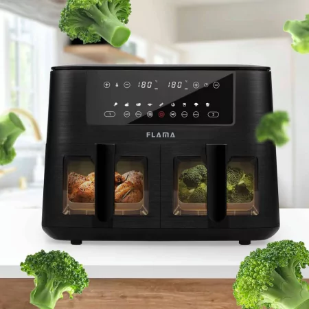Kontrolsat - FLAMA Air Fryer Oil-Free Fryer 2 Drawers 8L - 698FL Kontrolsat - FLAMA Air Fryer Oil-Free Fryer 2 Drawers 8L - 698FL