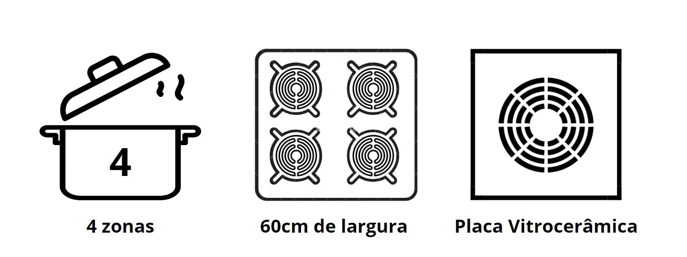 Zanussi Vitroceramic Hob - ZHRX641K - 4 Zones - 60 cm